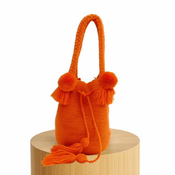 Bolso mano pompones - Naranja