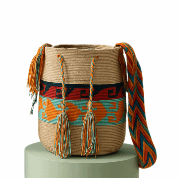 Mochila Wayuu -- Café/azul